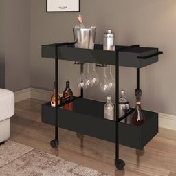 Carrinho de Chá e Bar com Porta Taças 93,5cm Steel Quadra  - 1