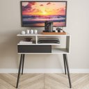 Ver imagem 5 de Aparador Buffet com Porta e Nichos para Sala Pés Palito Retro Branco/Preto