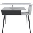 Ver imagem 2 de Aparador Buffet com Porta e Nichos para Sala Pés Palito Retro Branco/Preto