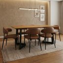Ver imagem 1 de Conjunto Sala de Jantar com Mesa 180cm Toronto e 6 Cadeiras Bless Yescasa Marrom/Caramelo/Mel/Preto