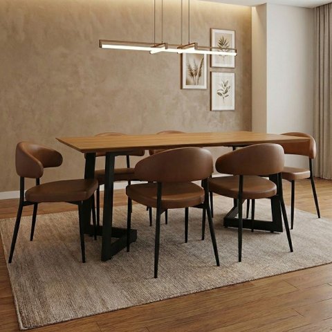 Conjunto Sala de Jantar com Mesa 180cm Toronto e 6 Cadeiras Bless Yescasa