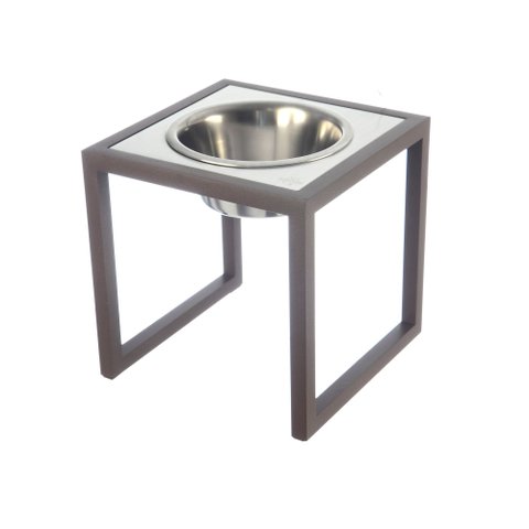 Comedouro Elevado Individual Cão Porte M Marrom