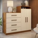 Ver imagem 2 de Cômoda Sapateira Áurea e Armário Multiuso Viena Amêndola Touch Off White – Demóbile