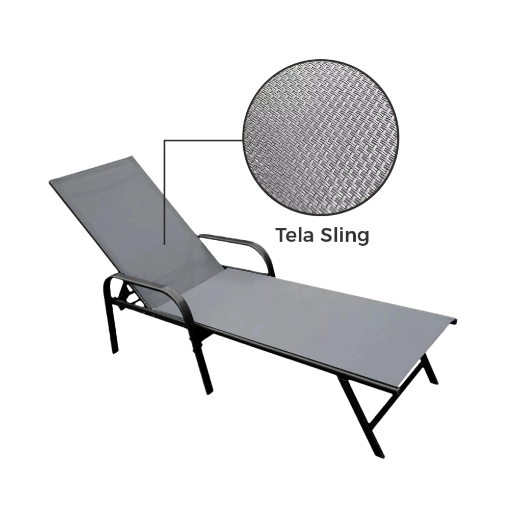 Espreguiçadeira Premium para Piscina Grafite em Tela Sling Rm Decor - 2