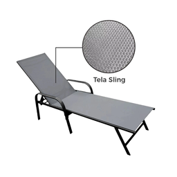 Espreguiçadeira Premium para Piscina Grafite em Tela Sling Rm Decor - 2