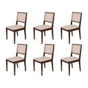 Ver imagem 1 de Conjunto com 6 Cadeiras de Jantar Estofada Suellen em Madeira e Mdf Castanho Linho Bege