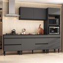 Ver imagem 1 de Armário de Cozinha Modulada Completa 251,5cm 4 Peças Milano Multimóveis MP2376 Grafite