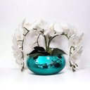Ver imagem 1 de Arranjo Grande 4 Flores Orquídeas Artificial no Vaso Azul