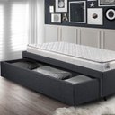 Ver imagem 6 de Base Box Cama Solteirão Sapateira Linho Bege e Colchão Hanover Inducol 96x203