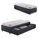 Ver imagem 1 de Base Box Cama Solteirão Sapateira Linho Bege e Colchão Hanover Inducol 96x203