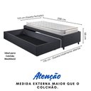Ver imagem 5 de Base Box Cama Solteirão Sapateira Linho Bege e Colchão Hanover Inducol 96x203