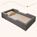 Ver imagem 1 de Cama Infantil Estofada Solteiro Montessoriana com Proteção Lateral Cinza