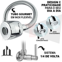 Ver imagem 2 de Torneira de Parede Pia de Cozinha Tubo Flexível Gourmet Cromado