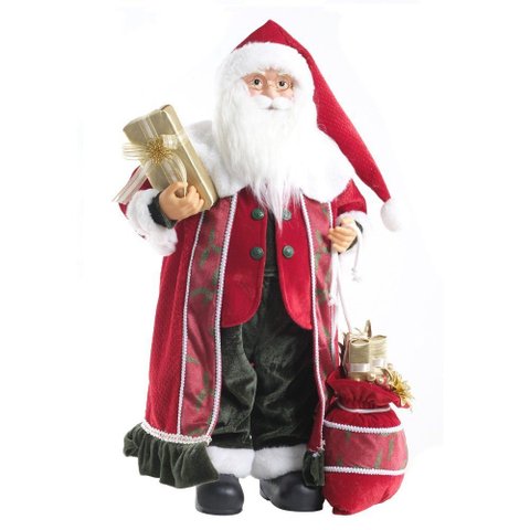 Boneco de Papai Noel Natal em Pé Vermelho e Verde 60cm