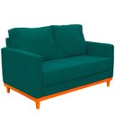 Ver imagem 7 de Kit Poltrona e Sofa Berlim 2 Lugar Base de Madeira Tecido Impermeavel Verde Agua
