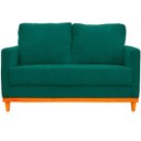Ver imagem 3 de Kit Poltrona e Sofa Berlim 2 Lugar Base de Madeira Tecido Impermeavel Verde Agua