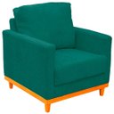 Ver imagem 5 de Kit Poltrona e Sofa Berlim 2 Lugar Base de Madeira Tecido Impermeavel Verde Agua