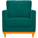 Ver imagem 2 de Kit Poltrona e Sofa Berlim 2 Lugar Base de Madeira Tecido Impermeavel Verde Agua