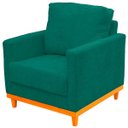 Ver imagem 6 de Kit Poltrona e Sofa Berlim 2 Lugar Base de Madeira Tecido Impermeavel Verde Agua