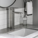 Ver imagem 2 de Misturador Monocomando de Banheiro Quadrado Bica Alta 204 Inox Escovado