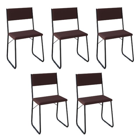 Kit 5 Cadeiras de Jantar Angra Estofadas para Mesa Sala Cozinha Conforto e Estilo - Marrom