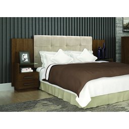 Cabeceira Casal Estofada com Mesas de Cabeceira - Galaxy Bronze-Braúna - Leifer Móveis - 1 Cabeceira Casal Estofada com Mesas de Cabeceira - Galaxy Bronze-Braúna - Leifer Móveis - 1