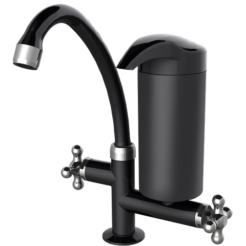 Purificador com Torneira de Mesa Bica Alta 1/4 de Volta Porto Belo 1/2' e 3/4' Cor Preto e Cr Durín