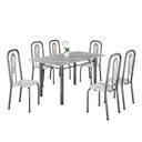 Ver imagem 2 de Conjunto Sala de Jantar com 6 Cadeiras Lívia Prata/Arabesco