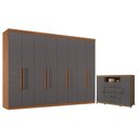 Ver imagem 1 de Guarda Roupa Casal 8 Portas 4 Gavetas Master New e Cômoda Havana Master com Rodizio Jatobá Grafite