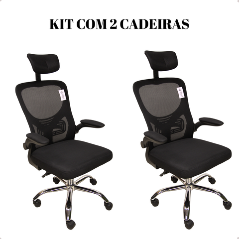 Kit 2 Cadeiras Escritório Presidente Giratória Ergonômica Mesh Ultra Comfort Pro 2 Un