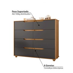Cômoda Doble com 8 Gavetas - Natural/titanium - 3