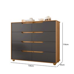 Cômoda Doble com 8 Gavetas - Natural/titanium - 4