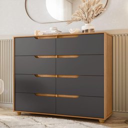 Cômoda Doble com 8 Gavetas - Natural/titanium - 1