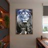 Quadro Decorativo Animais Leão e Seus Filhotes com Moldura e Vidro Dourada - 100x70 Cm - 3