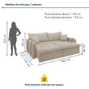Ver imagem 3 de Sofá Cama Retrátil e Reclinável 2 Lugares Pés Madeira Maciça 220cm Michigan Yescasa