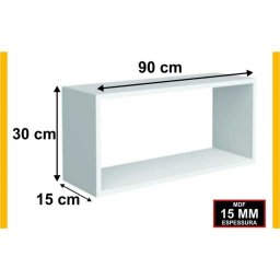 Nicho 90x30x15 Retangular Grande 100% Mdf Sala Quarto Cozinha - 2