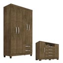 Ver imagem 1 de Guarda Roupa Solteiro Modena 4 Portas com Cômoda Madri Malbec - Incorplac