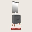 Ver imagem 2 de Gabinete para Banheiro com Tampo Cuba e Espelho 60cm Retro Mdf Grafite Milano - On Móveis