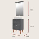 Ver imagem 3 de Gabinete para Banheiro com Tampo Cuba e Espelho 60cm Retro Mdf Grafite Milano - On Móveis