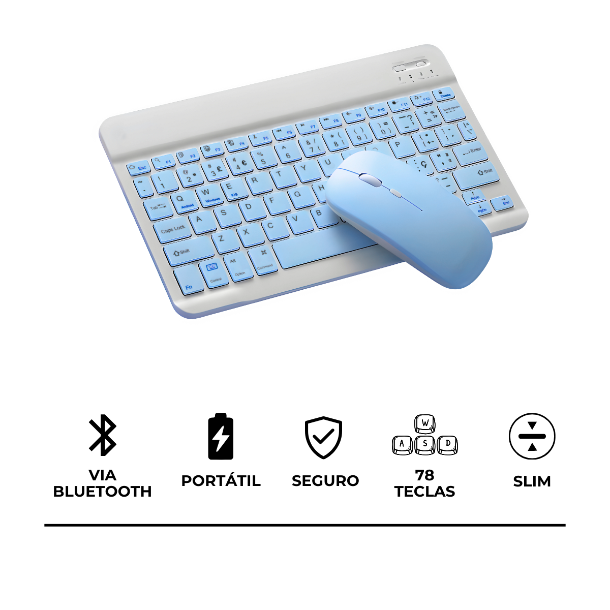 Teclado sem Fio Bluetooth Recarregável com Mouse - 6