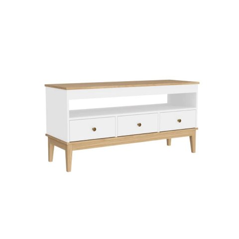Balcão Aparador Colonial com 3 Gavetas 120x41x60cm Mel Branco Mb 1016 Movelbento