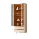 Ver imagem 2 de Cristaleira Portas de Vidro 2 Gavetas Brisa 74cm Pés Metálicos Cinamomo/Off White Sala de Jantar