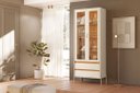 Ver imagem 7 de Cristaleira Portas de Vidro 2 Gavetas Brisa 74cm Pés Metálicos Cinamomo/Off White Sala de Jantar