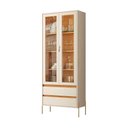 Ver imagem 3 de Cristaleira Portas de Vidro 2 Gavetas Brisa 74cm Pés Metálicos Cinamomo/Off White Sala de Jantar