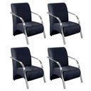 Ver imagem 1 de Kit 4 Poltronas 1 Lugar Vênus Braço Pé Alumínio Azul Marinho