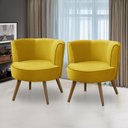 Ver imagem 1 de Kit 2 Poltronas para Sala Decorativa Bela Suede Amarelo Rover & Beato
