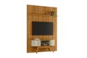 Ver imagem 1 de Home Theater Painel com Bancada para TV 136cm 2 Portas Silverstone MDP Cumaru/Opala Sala