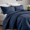 Ver imagem 2 de Colcha Matelassê - Casal - Igris - Geométrico - Marinho - 150 Fios - C/ Porta Travesseiros - Corttex