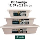 Ver mais imagens de Kit 3 Bandeja Retangular Multiuso Plasvale 17,7,2 Lts Branca