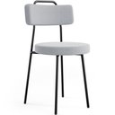 Ver imagem 3 de Kit 04 Cadeiras Decorativas Estofada Para Sala De Jantar Barcelona L02 Bouclê Cinza - Lyam Decor